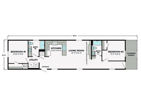 Crest 16662P | 2 bedroom, 2 bathroom, 900 sqft home | Built by Cavco - Lancaster in Lancaster, TX.