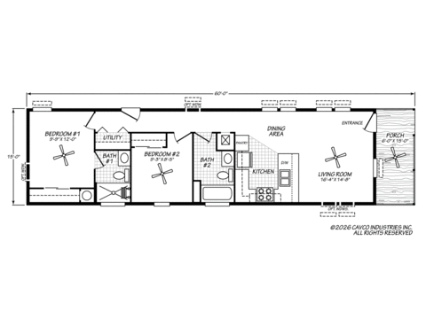 Jaxon 15602A | 2 bedroom, 2 bathroom, 900 sqft home. Built by Cavco - Plant City in Plant City, FL.