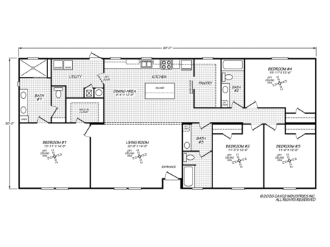 Homeland 30684H | 4 bedroom, 3 bathroom, 2040 sqft home | Built by Cavco - Fort Worth in Fort Worth, TX