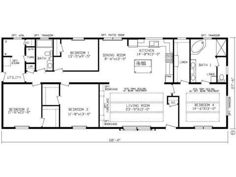 The Blue Ridge XL 28684A | 4 bedroom, 2 bathroom, 1879 sqft home | Built by Cavco - Montevideo in Montevideo, MN.