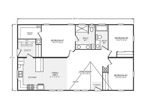Solaris 28483A | 3 bedroom, 2 bathroom, 1280 sqft home | Built by Cavco - Goodyear in Goodyear, AZ.