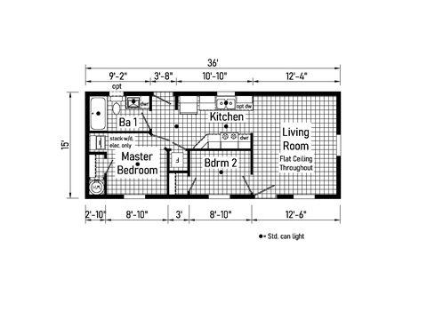 Bungalow 2 16362A | 2 bedroom, 1 bathroom, 540 sqft home. Built by Cavco - Clarion in Shippenville, PA.