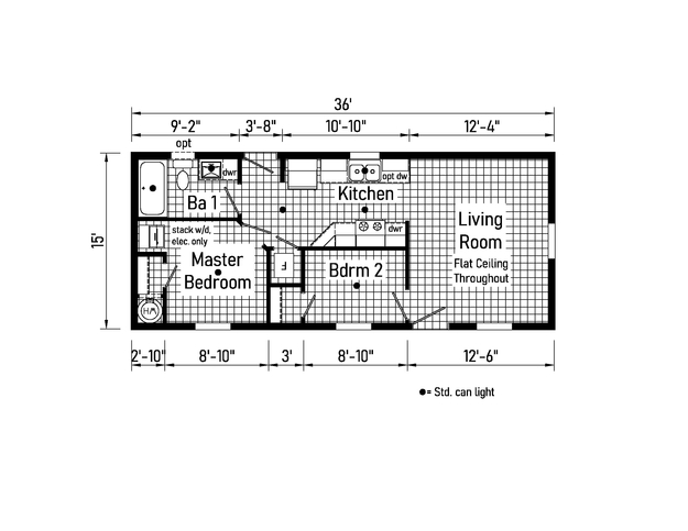 Bungalow 2 16362A | 2 bedroom, 1 bathroom, 540 sqft home. Built by Cavco - Clarion in Shippenville, PA.