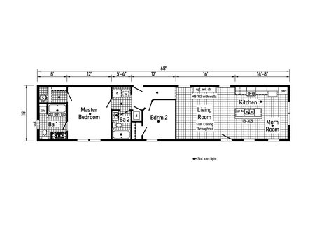 Saturn 16682A | 2 bedroom, 2 bathroom, 1020 sqft home. Built by Cavco - Clarion in Shippenville, PA.