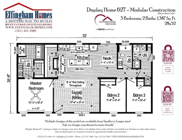 This image reflects the modified layout of Model Home #627 & features upgrades like: 30oz. Scultpted Carpet, Shaw Plank Flooring, 50 gal. water heater, Apron Front Kit. Sink, Rainfall Shower Head, Black Windows & Trim, 8.5 foot Ceilings, & MORE!

