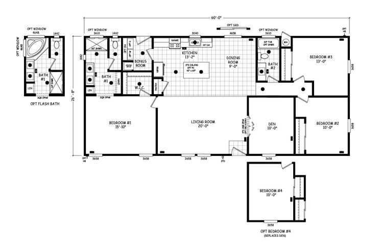 2 Bed Manufactured Home (Double-wide) for Sale - Brook 24362A
