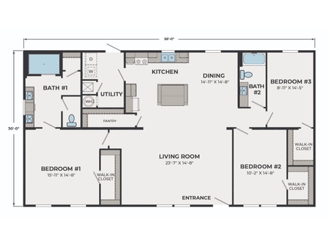 Rainier 32563C | 3 bedroom, 2 bathroom, 1680 sqft home | Built by Cavco - Lancaster in Lancaster, TX.
