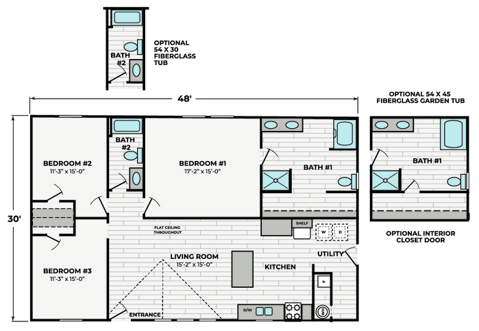 Bella 32483A | 3 bedroom, 2 bathroom, 1440 sqft home | Built by Cavco - Hamlet in Hamlet, NC.