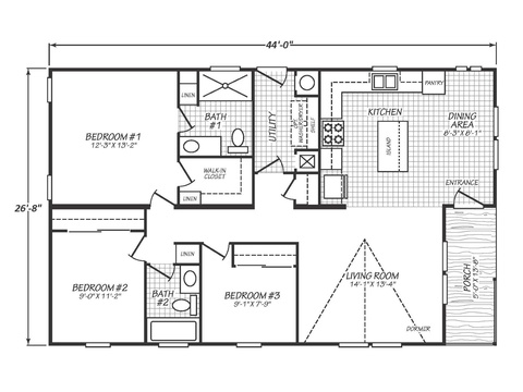 Solaris 28443P | 3 bedroom, 2 bathroom, 1203 sqft home | Built by Cavco - Goodyear in Goodyear, AZ.