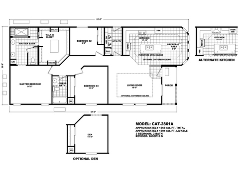Catalina 28613A | 3 bedroom, 2 bathroom, 1568 sqft home. Built by Cavco - Phoenix in Phoenix, AZ