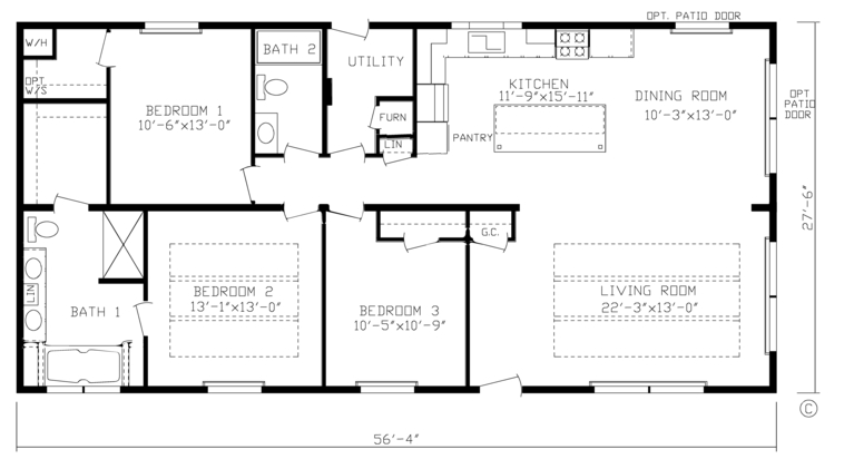 The Lincoln 28563B | 3 bedroom, 2 bathroom, 1549 sqft home | Built by Cavco - Montevideo in Montevideo, MN.