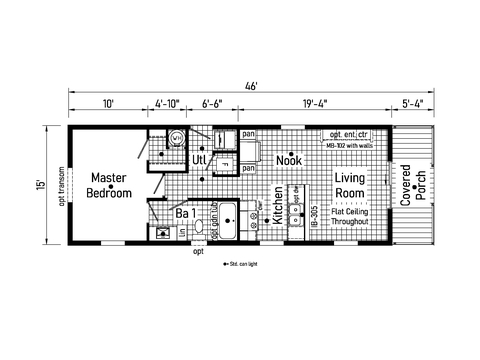 Bungalow 3 16461A | 1 bedroom, 1 bathroom, 690 sqft home. Built by Cavco - Clarion in Shippenville, PA