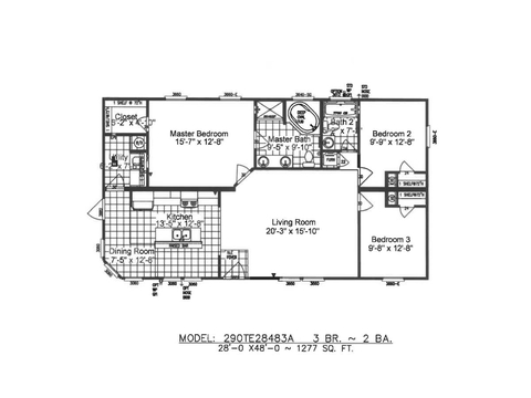 Terry 28483A | 3 bedroom, 2 bathroom, 1280 sqft home | Built by Cavco - Moultrie in Moultrie, GA.