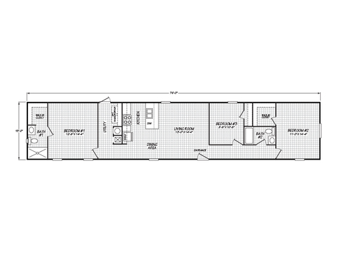 Marlo 16763B | 3 bedroom, 2 bathroom, 1140 sqft home. Built by Cavco - Presidio in Presidio, TX.