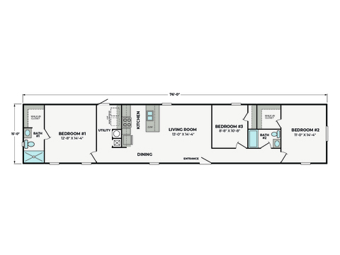 Marlo 16763B | 3 bedroom, 2 bathroom, 1140 sqft home. Built by Cavco - Presidio in Presidio, TX.