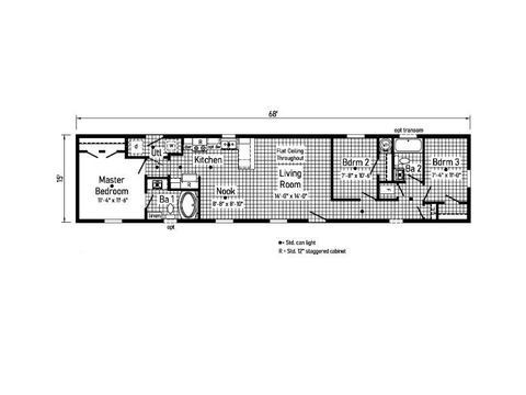 Landmark Single 16683B | 3 bedroom, 2 bathroom, 1020 sqft home | Built by Cavco - Goshen in Goshen, IN.