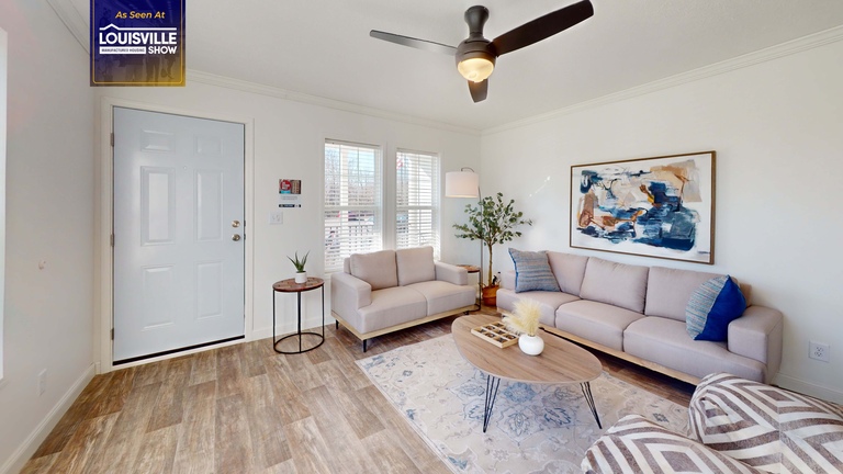 First HUD Approved Nationally Available Duplex | Side A: 3 bedroom, 2 bathroom, 1050 sqft. | Side B: 2 bedroom, 2 bathroom, 1050 sqft. Double porch.