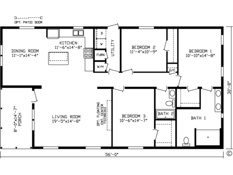 The Baird | 3 bedroom, 2 bathroom, 1595 sqft home. Built by Cavco - Nappanee in Nappanee, IN
