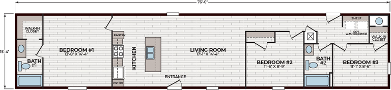 The Rainier | 3 bedroom, 2 bathroom, 1165 sqft home. Built by Cavco - Nappanee in Nappanee, IN.