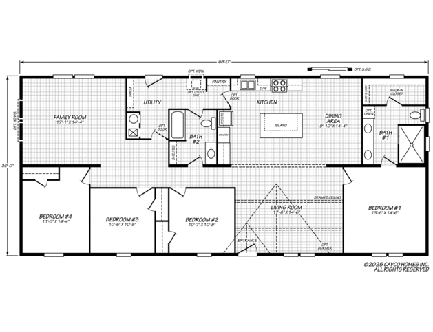 X Model | 4 bedroom, 2 bathroom, 2040 sqft home. Built by Cavco - Lafayette in Lafayette, TN.