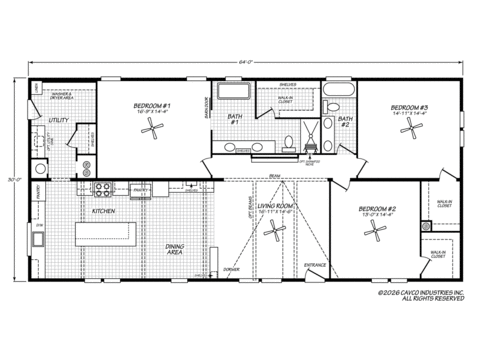 Ivy 30643B | 3 bedroom, 2 bathroom, 1920 sqft home. Built by Cavco - Plant City in Plant City, FL.