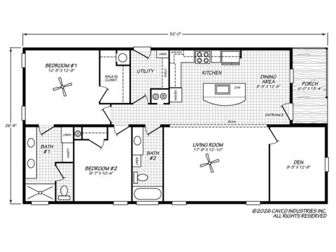 Harbor View 28522A | 2 bedroom, 2 bathroom, 1387 sqft home. Built by Cavco - Plant City in Plant City, FL.