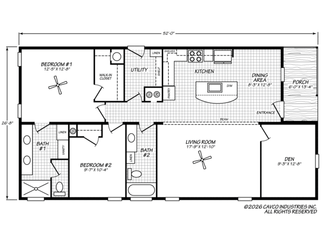 Harbor View 28522A | 2 bedroom, 2 bathroom, 1387 sqft home. Built by Cavco - Plant City in Plant City, FL.