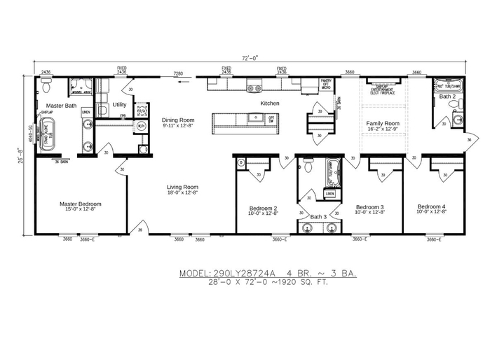 Banning 28724A | 4 bedroom, 3 bathroom, 1920 sqft home | Built by Cavco - Moultrie in Moultrie, GA.