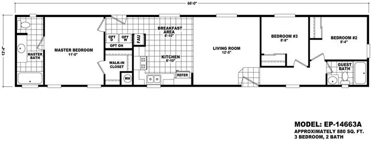 Economy Plus 14663A Manufactured Home from Durango Homes, a Cavco Company