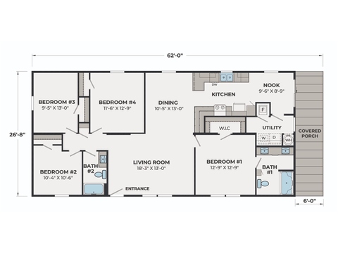 Summit Ridge 28624P | 4 bedroom, 2 bathroom, 1492 sqft home. Built by Cavco - Lancaster in Lancaster, TX.