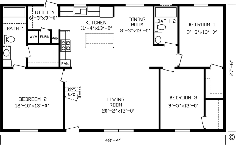 The Twin Lakes 28483B | 3 bedroom, 2 bathroom, 1329 sqft home | Built by Cavco - Montevideo in Montevideo, MN.