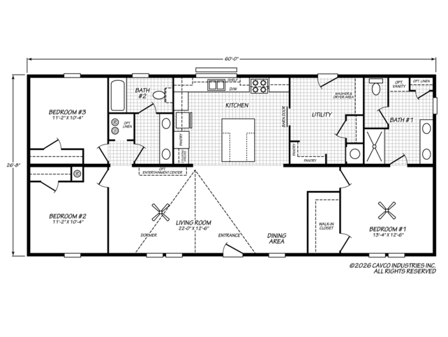 Athens 28603C | 3 bedroom, 2 bathroom, 1680 sqft home. Built by Cavco - Plant City in Plant City, FL.