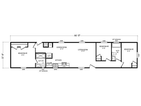 Velocity 14663A | 3 bedroom, 2 bathroom, 880 sqft home | Built by Cavco - Goodyear in Goodyear, AZ.