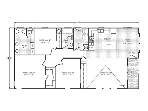 Solaris 28563P | 3 bedroom, 2 bathroom, 1447 sqft home | Built by Cavco - Goodyear in Goodyear, AZ.