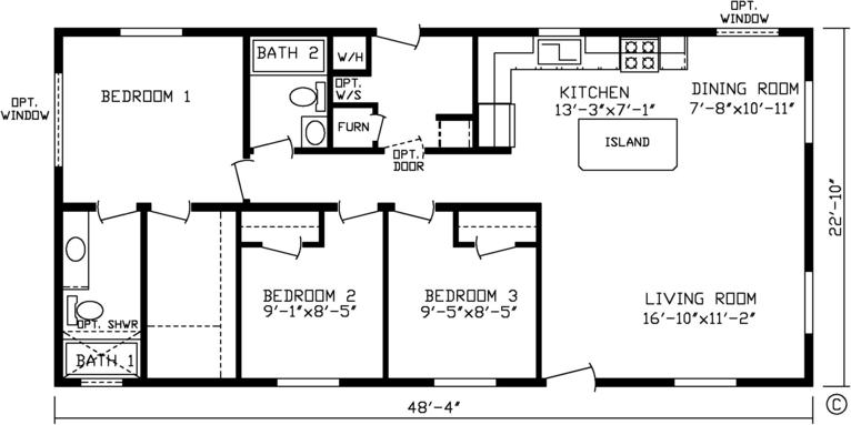 The Bass Lake 24483A | 3 bedroom, 2 bathroom, 1103 sqft home | Built by Cavco - Montevideo in Montevideo, MN.
