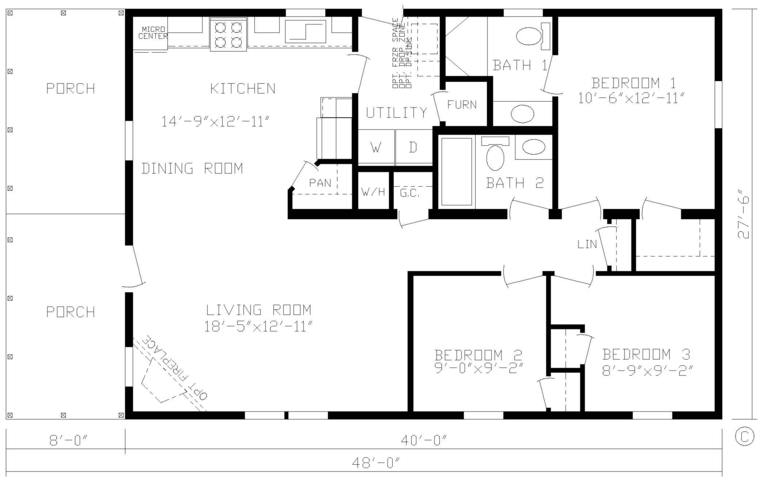 The Onyx 28483AM | 3 bedroom, 2 bathroom, 1100 sqft home | Built by Cavco - Montevideo in Montevideo, MN.