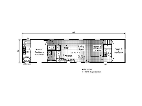 Landmark Single 16663A | 3 bedroom, 2 bathroom, 990 sqft home | Built by Cavco - Goshen in Goshen, IN.